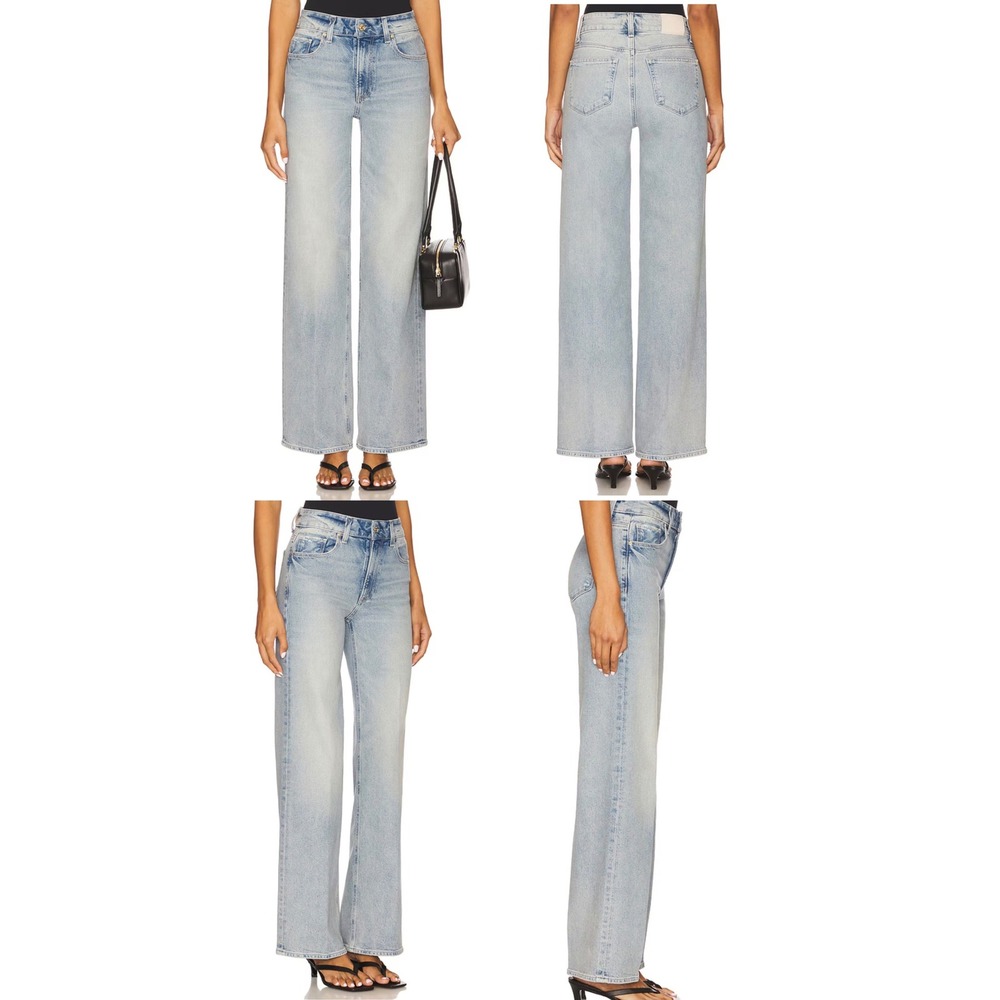 PAIGE Sasha High Rise Wide Leg Jeans Light Wash Denim Womens 24